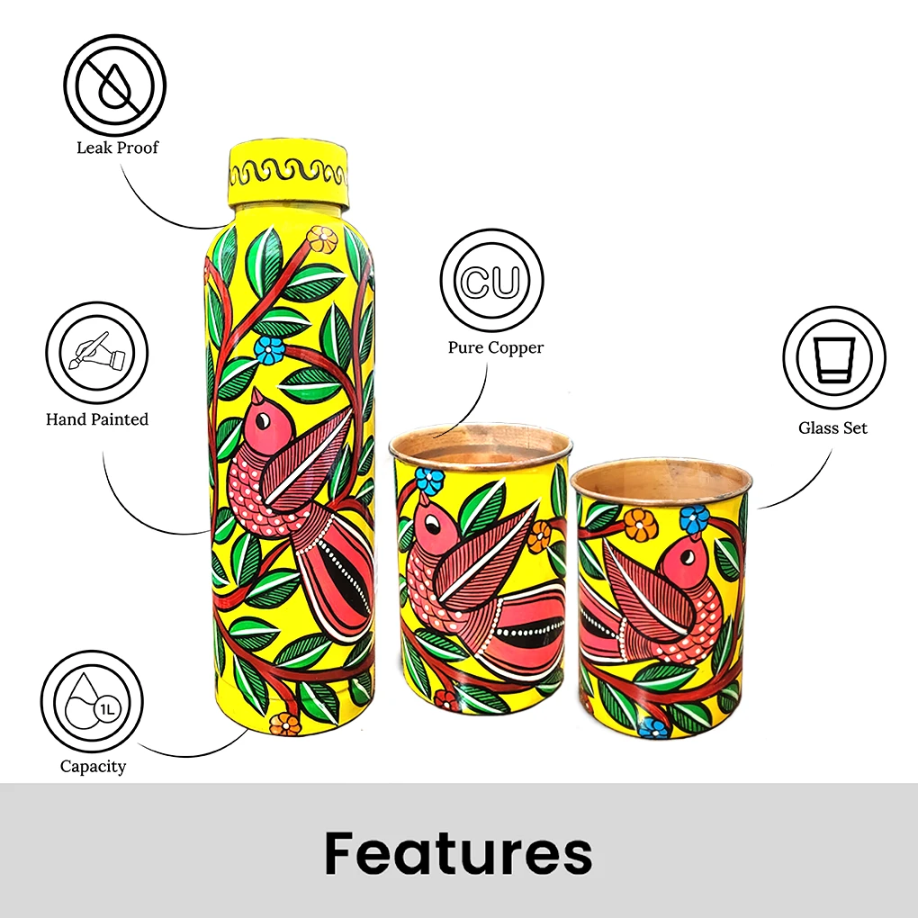 Copper Bottle With 2 Glasses - Image 4