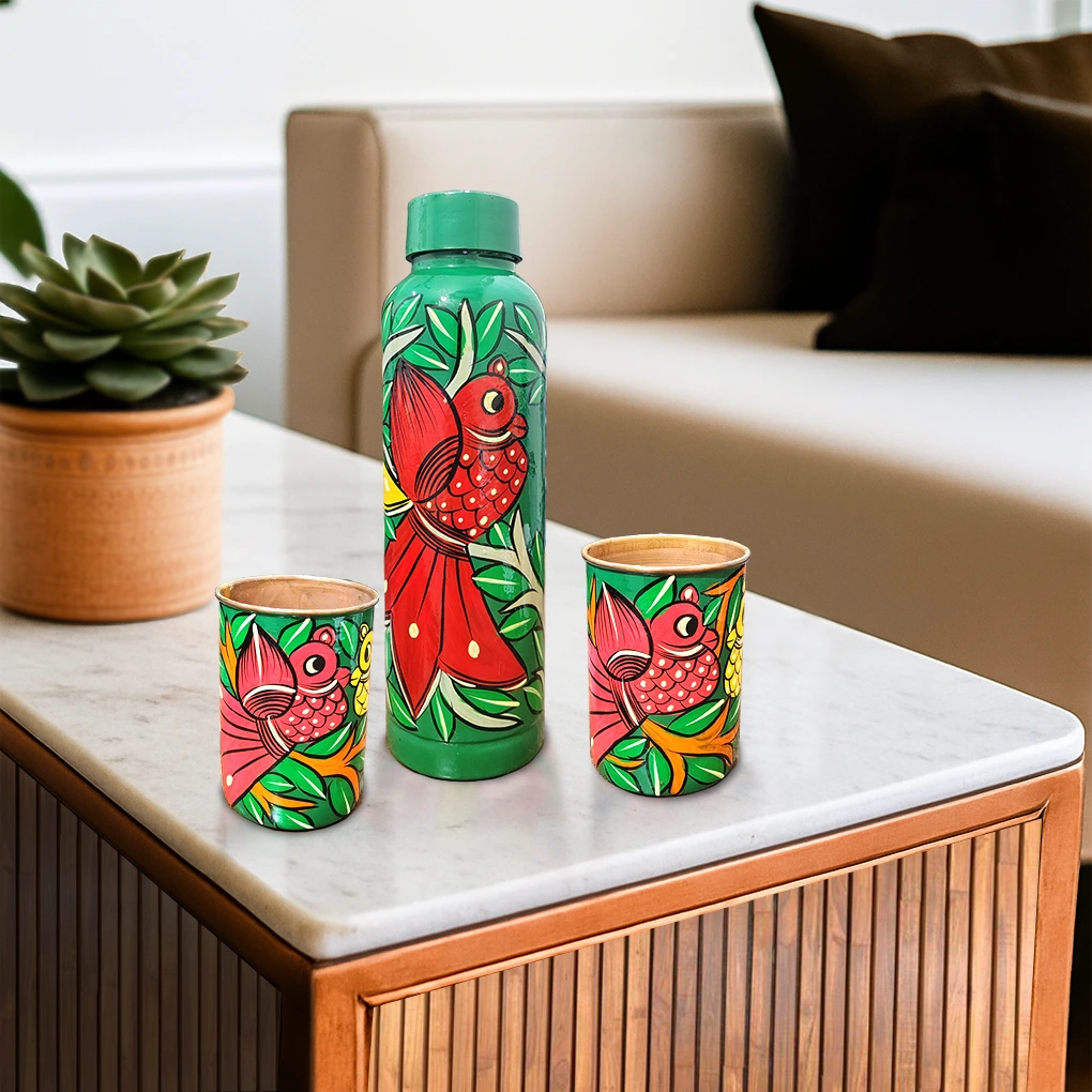 Copper Bottle With 2 Glasses - Image 2