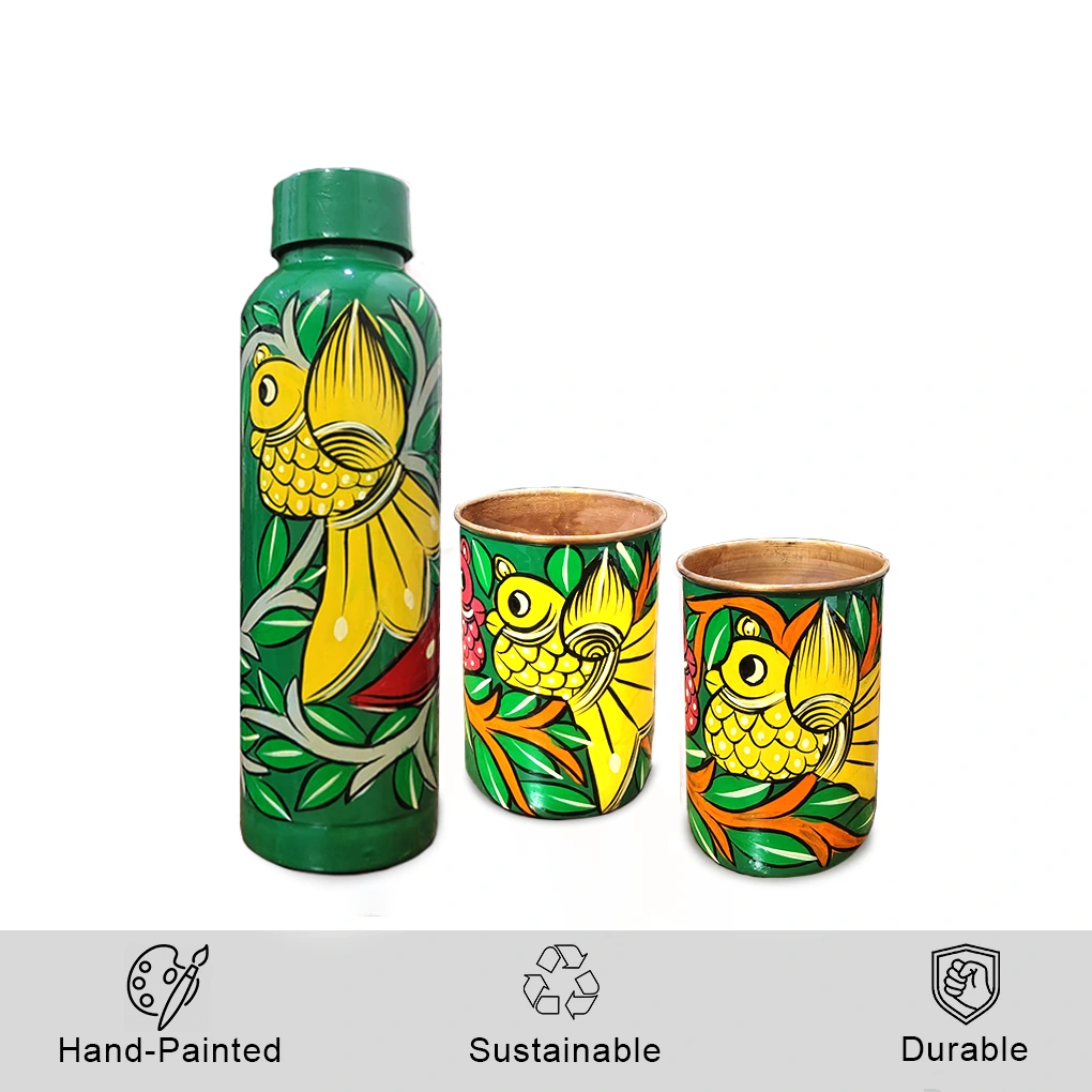 Copper Bottle With 2 Glasses - Image 3