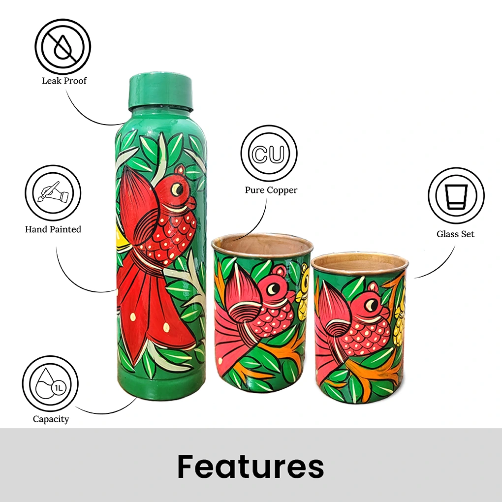 Copper Bottle With 2 Glasses - Image 4