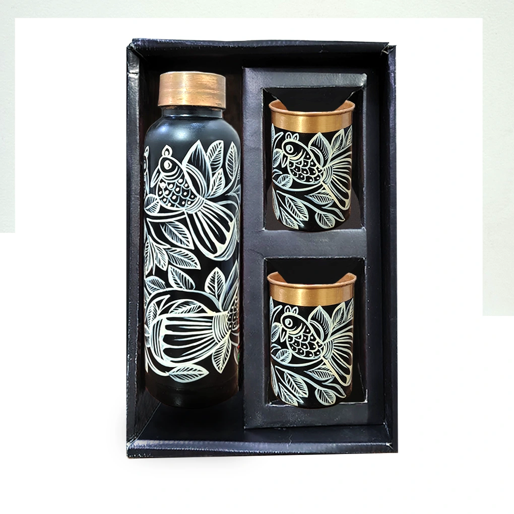 Copper Bottle With 2 Glasses - Image 6