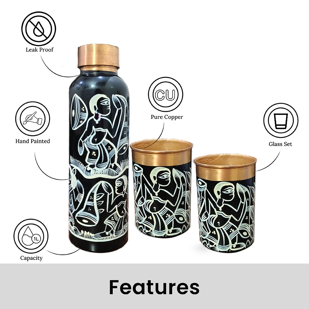 Copper Bottle With 2 Glasses - Image 4