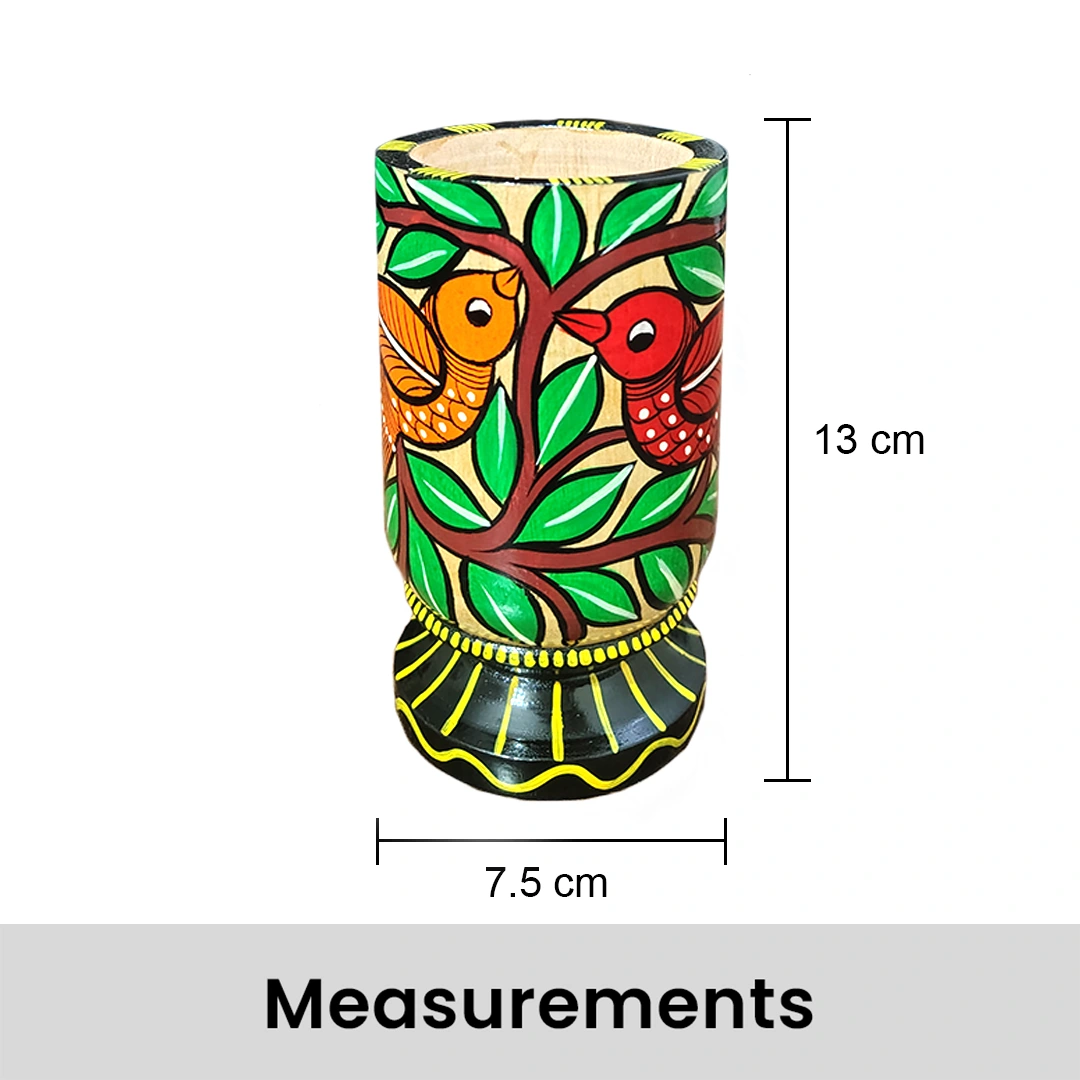 Hand-Painted Pattachitra Wooden Pen Stand/Cutlery Holder - Image 3