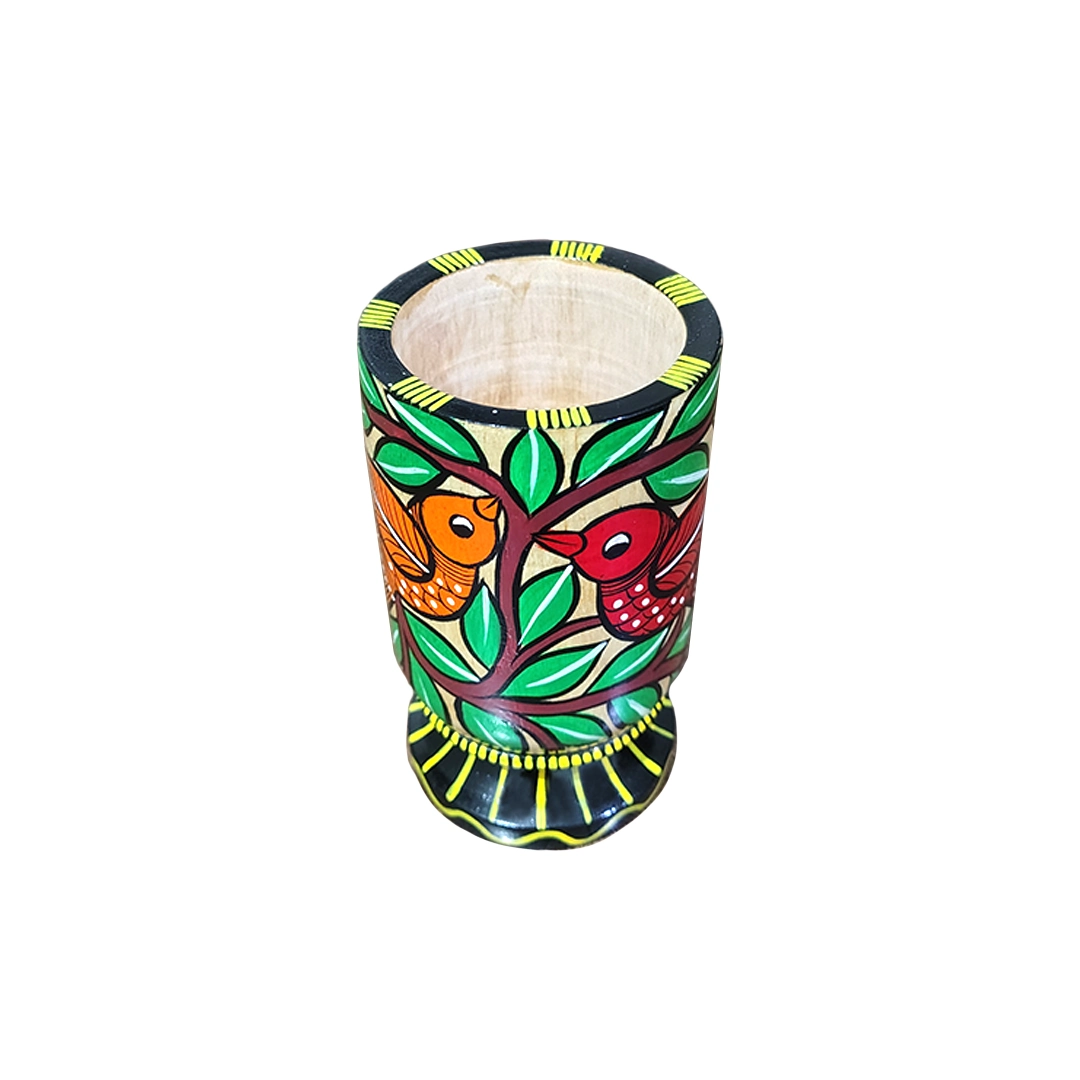 Hand-Painted Pattachitra Wooden Pen Stand/Cutlery Holder - Image 4