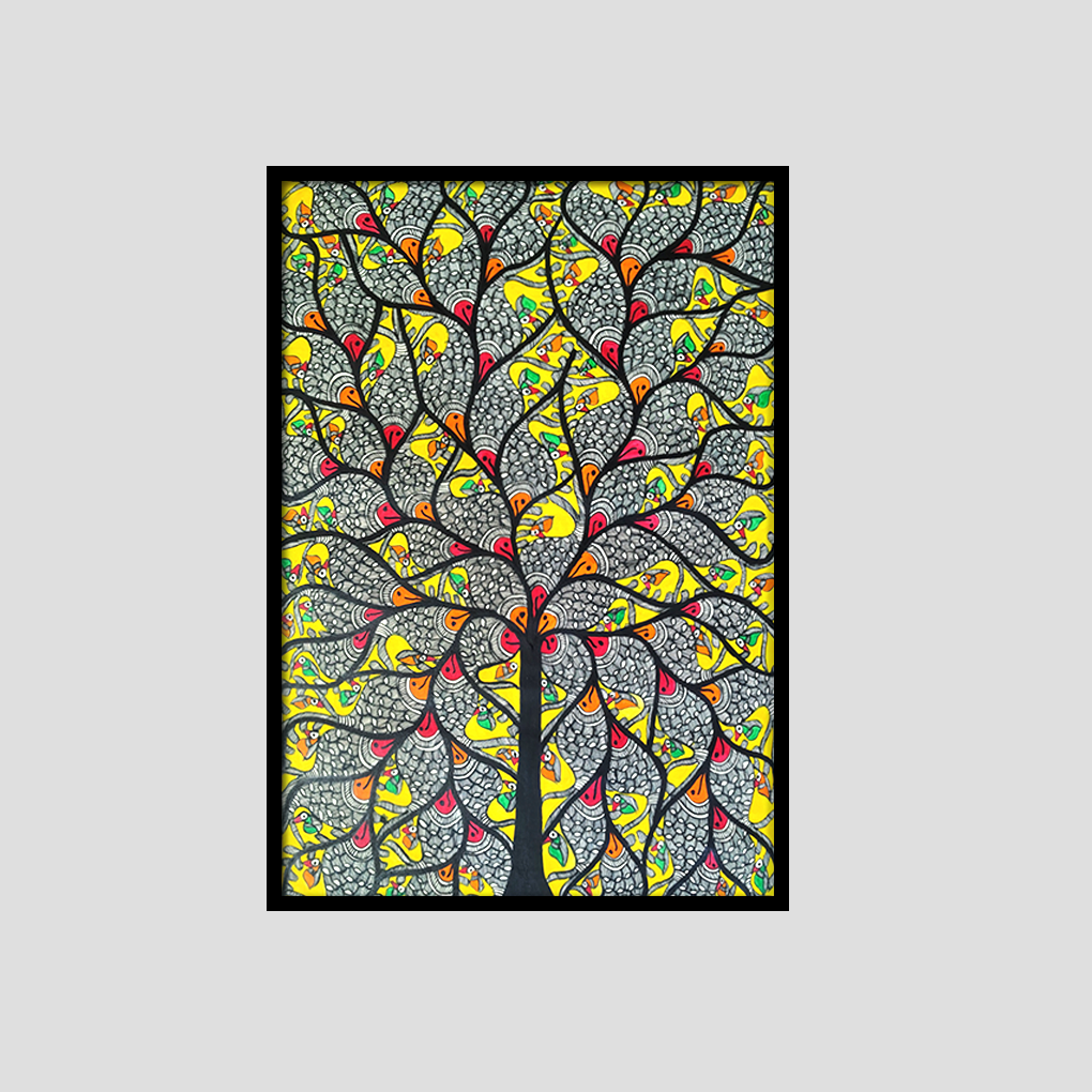 Divine Ganesha on Royal Elephant – Traditional Madhubani Folk Art Painting - Image 4