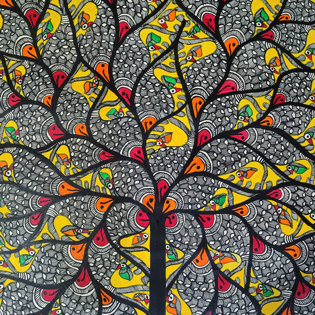 Divine Ganesha on Royal Elephant – Traditional Madhubani Folk Art Painting - Image 5