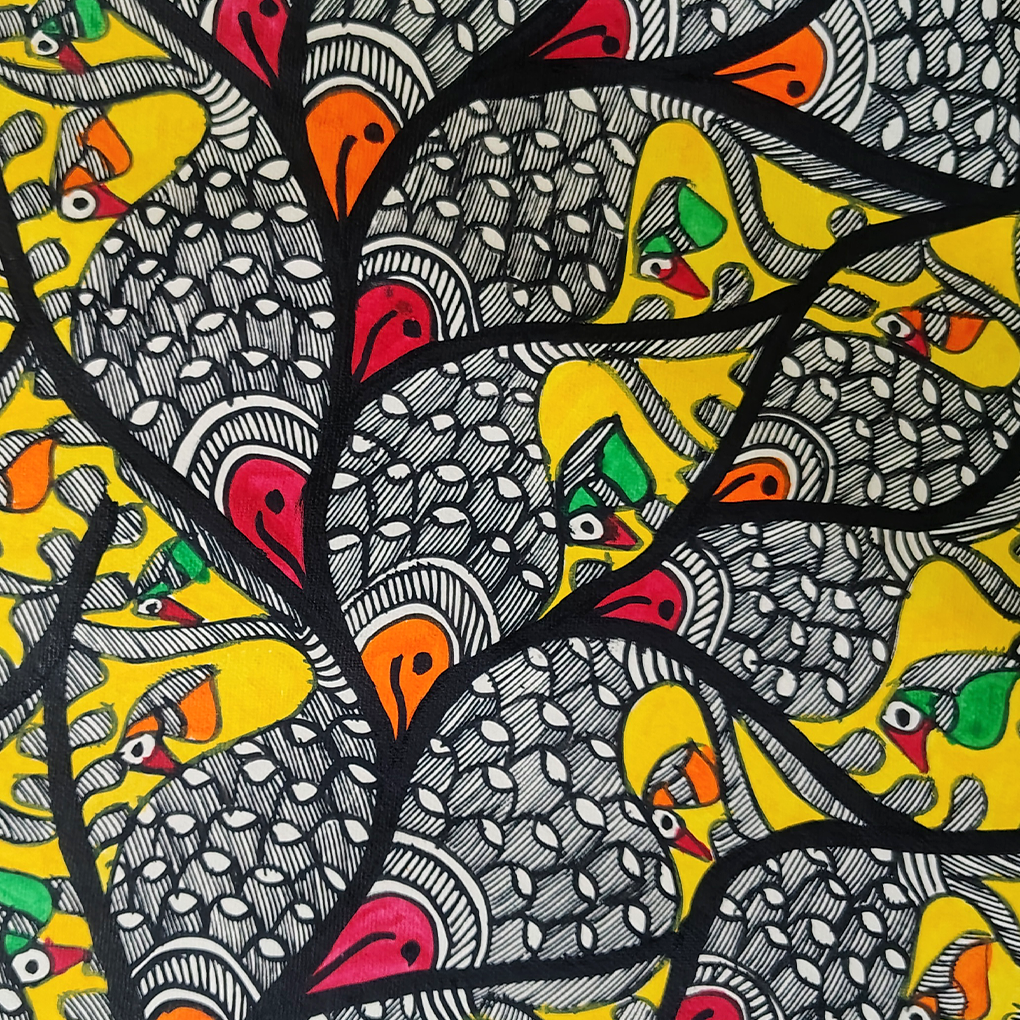 Divine Ganesha on Royal Elephant – Traditional Madhubani Folk Art Painting - Image 6