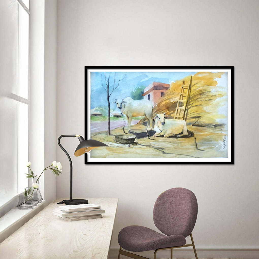 Rural Calm – Original Watercolour Village Life Painting