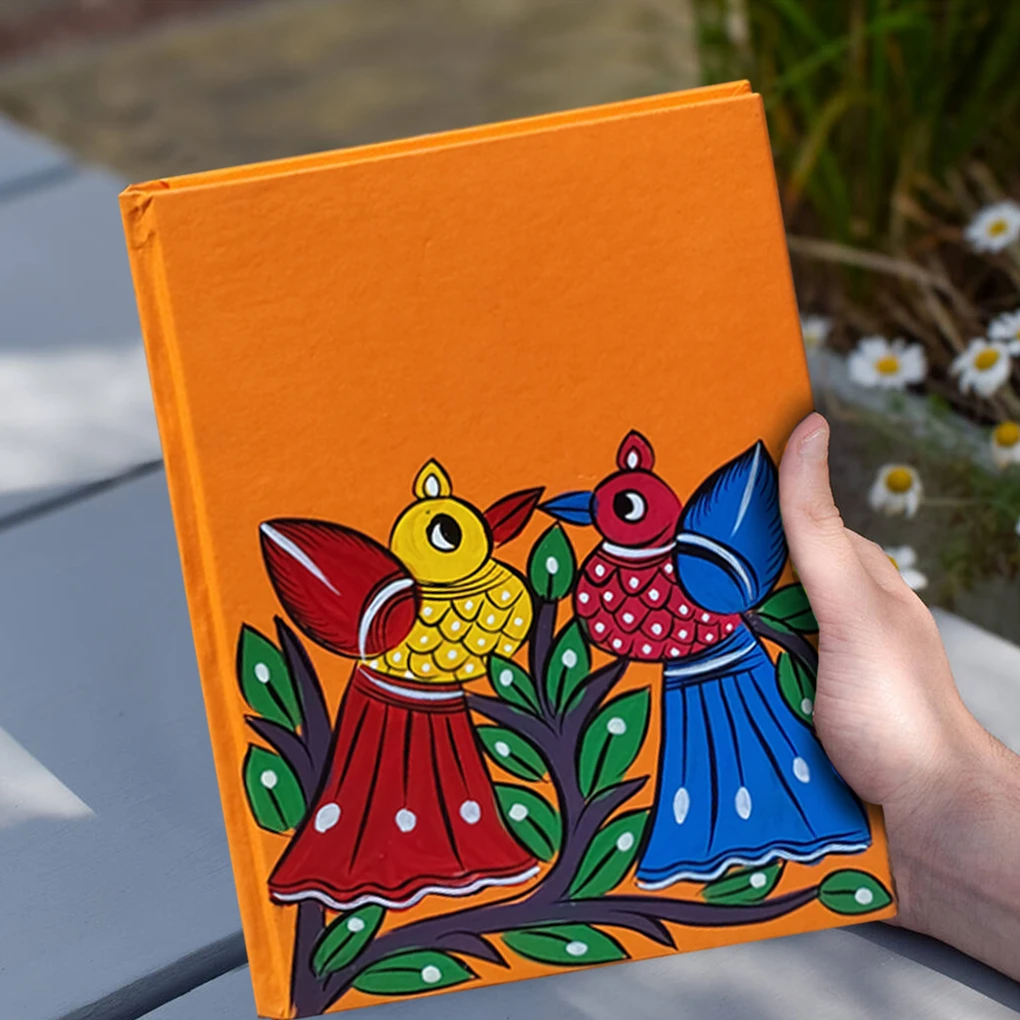 Hand-Painted Pattachitra Bird Art Diary with Handmade Paper | Artisan Folk Painting Journal