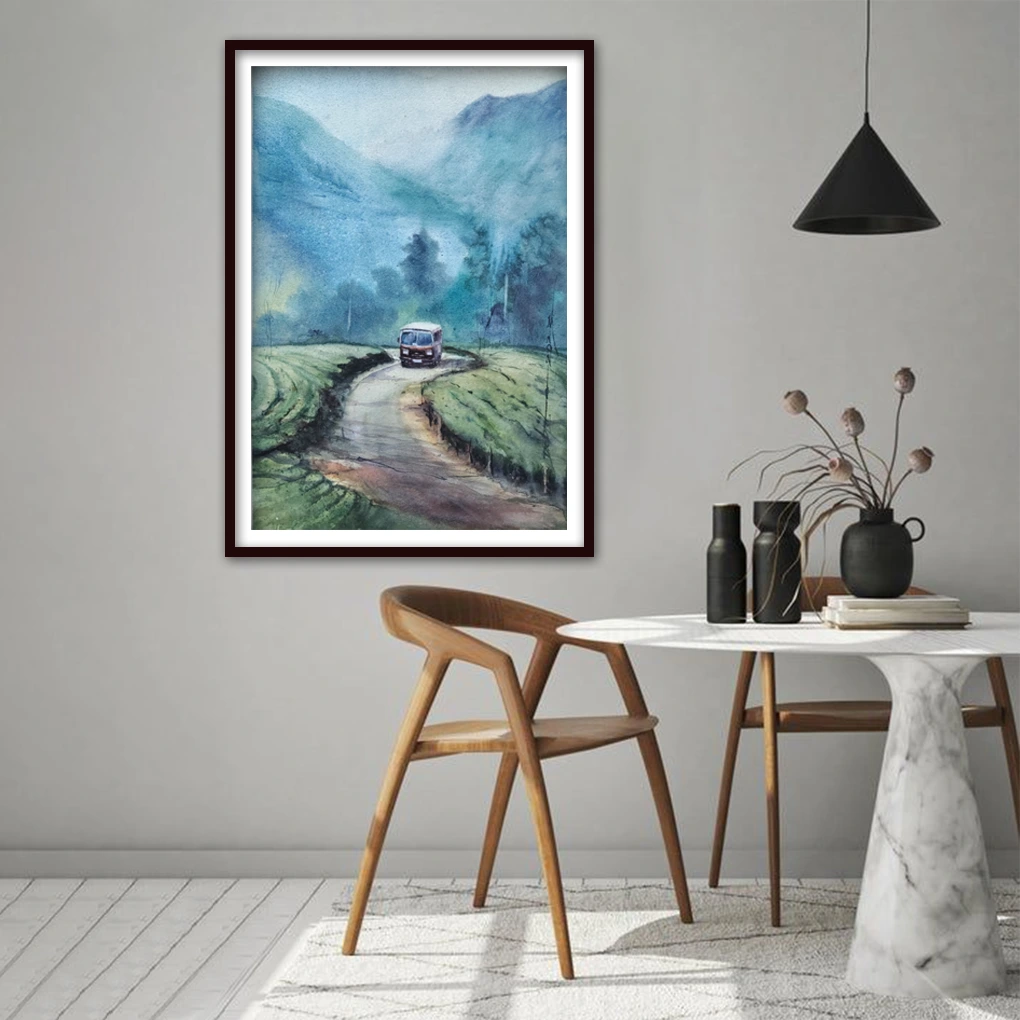 Journey Through the Misty Hills – Original Watercolour Landscape Painting
