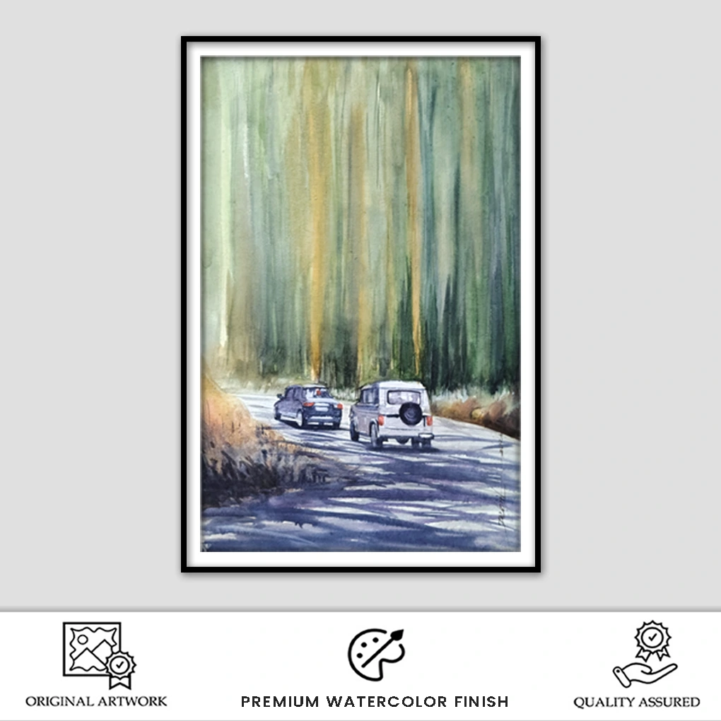 Forest Drive – Original Watercolour Landscape Painting - Image 2