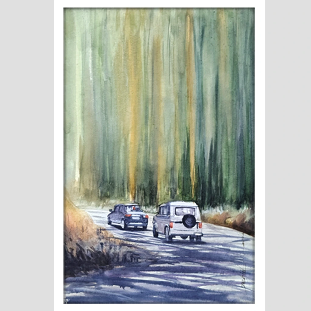 Forest Drive – Original Watercolour Landscape Painting - Image 3