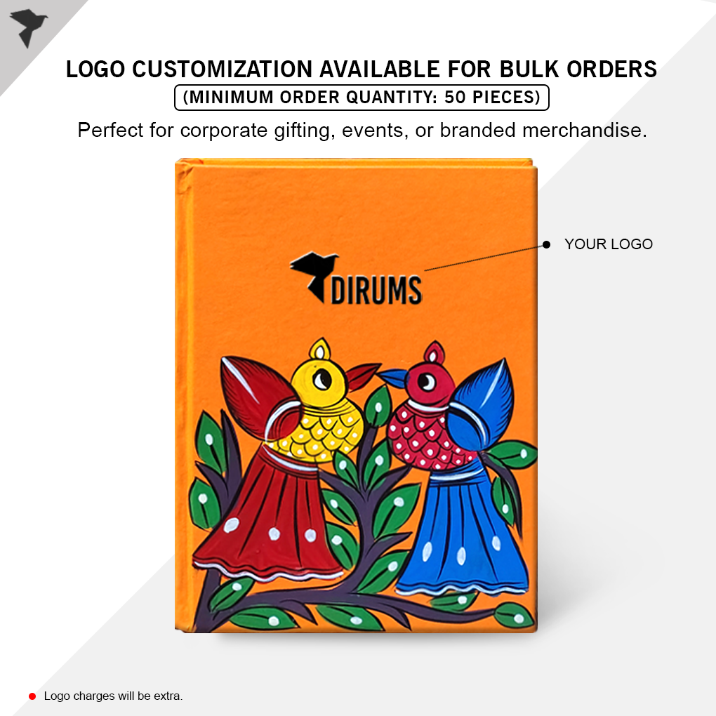 Hand-Painted Pattachitra Bird Art Diary with Handmade Paper | Artisan Folk Painting Journal - Image 4