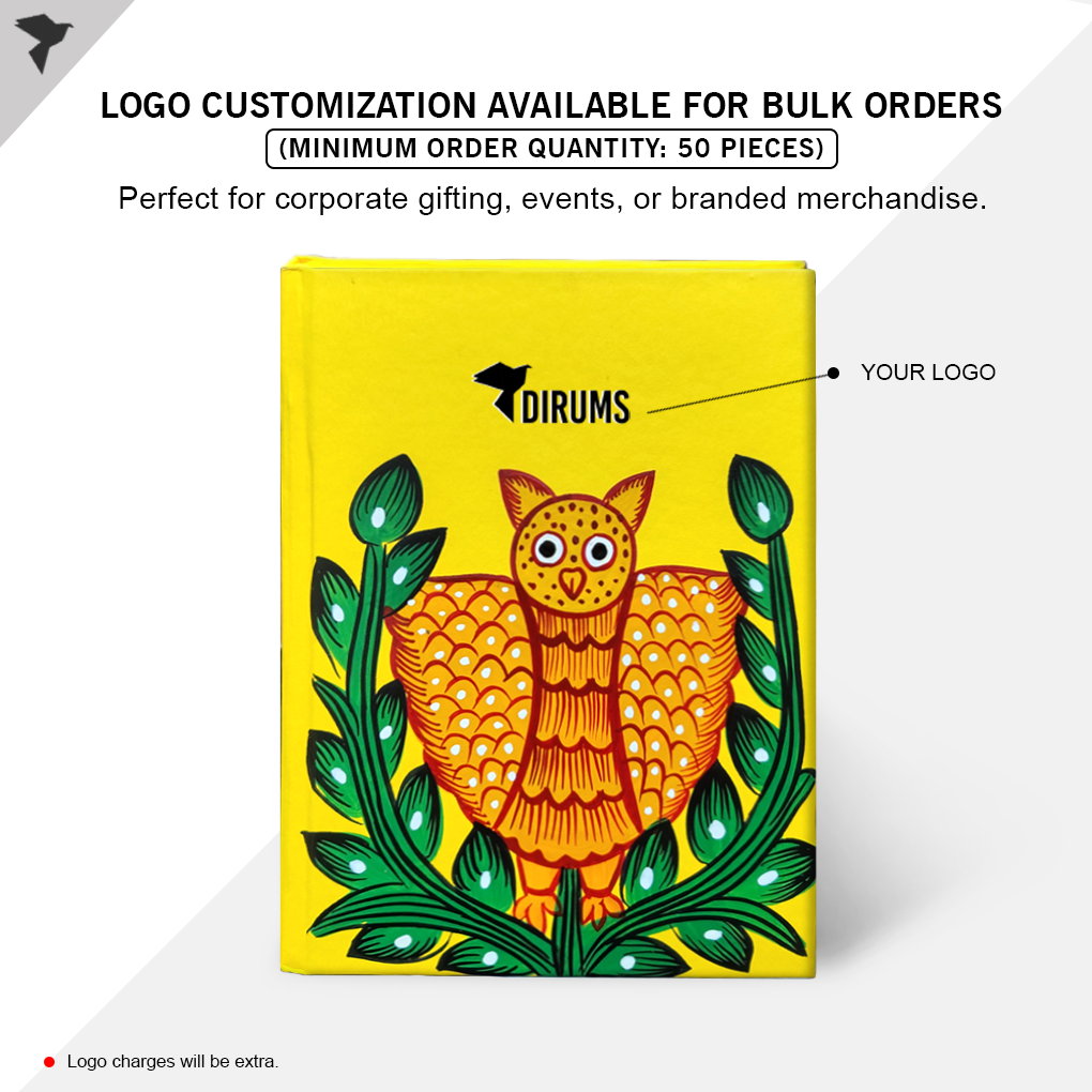 Hand-Painted Pattachitra Art Diary with Handmade Paper | Traditional Folk Owl Design - Image 4