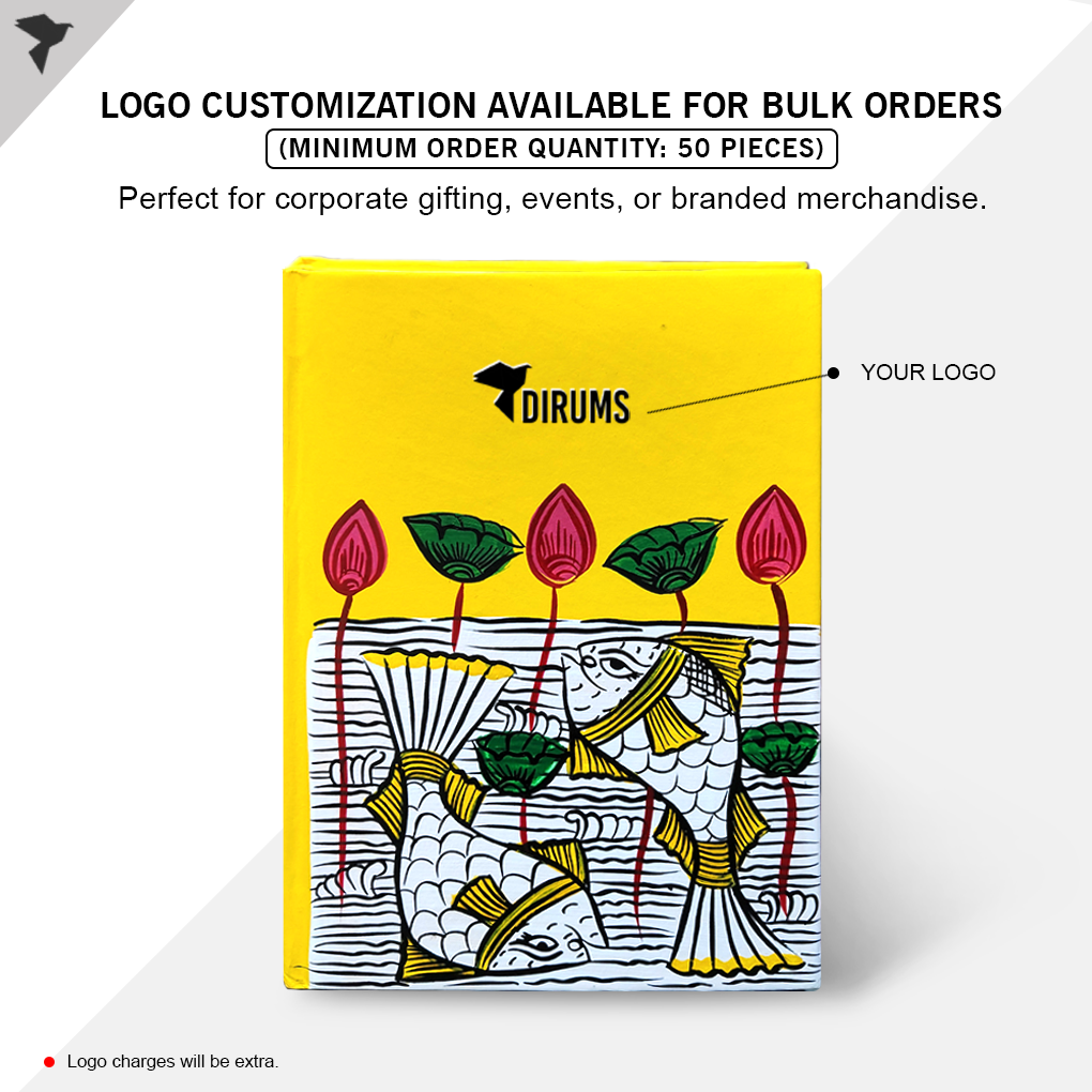 Hand-Painted Pattachitra Art Diary with Handmade Paper | Traditional Folk Fish Design - Image 4