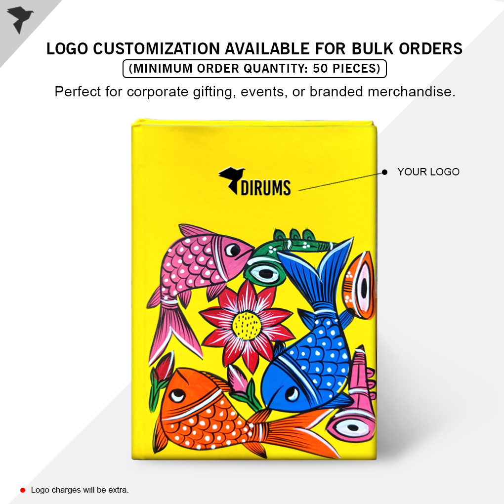 Hand-Painted Pattachitra Art Diary with Handmade Paper | Traditional Folk Fish Design - Image 4