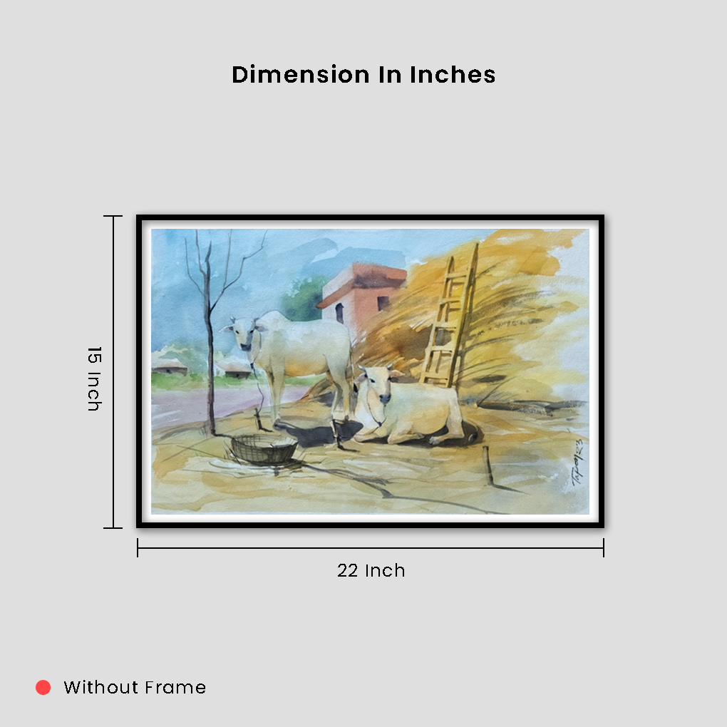 Rural Calm – Original Watercolour Village Life Painting - Image 5