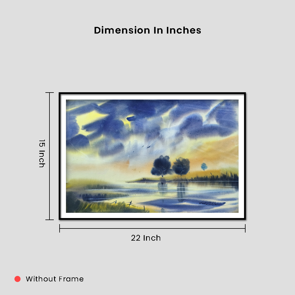 Golden Horizon Reflections – Original Watercolour Landscape Painting - Image 5