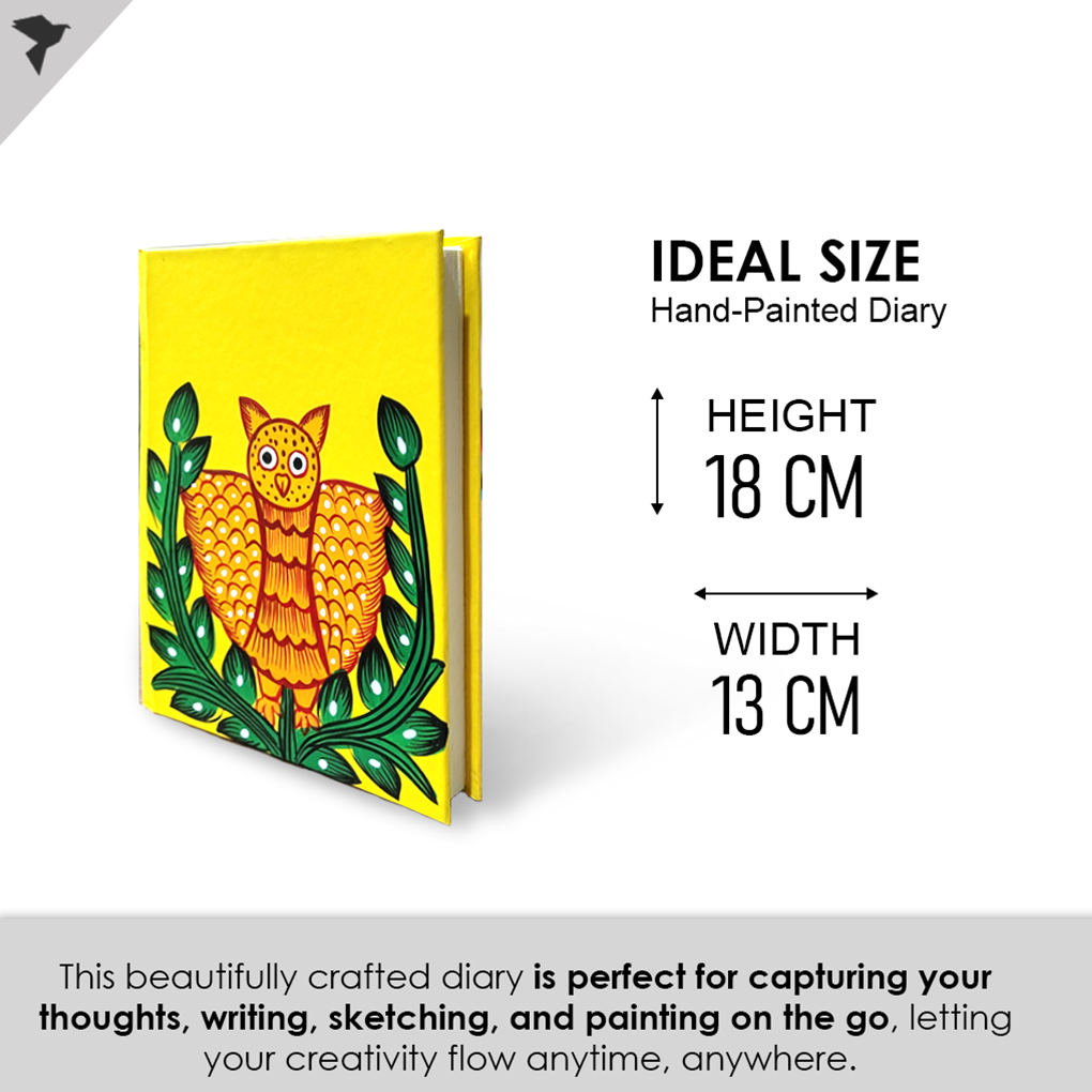 Hand-Painted Pattachitra Art Diary with Handmade Paper | Traditional Folk Owl Design - Image 5