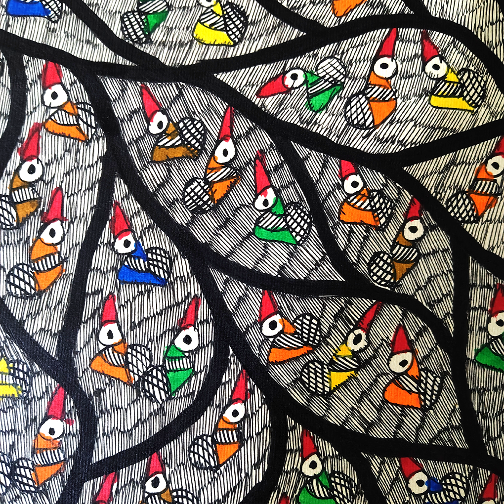 Vibrant Tree of Life – Handcrafted Madhubani Painting (22x30 inches) - Image 5