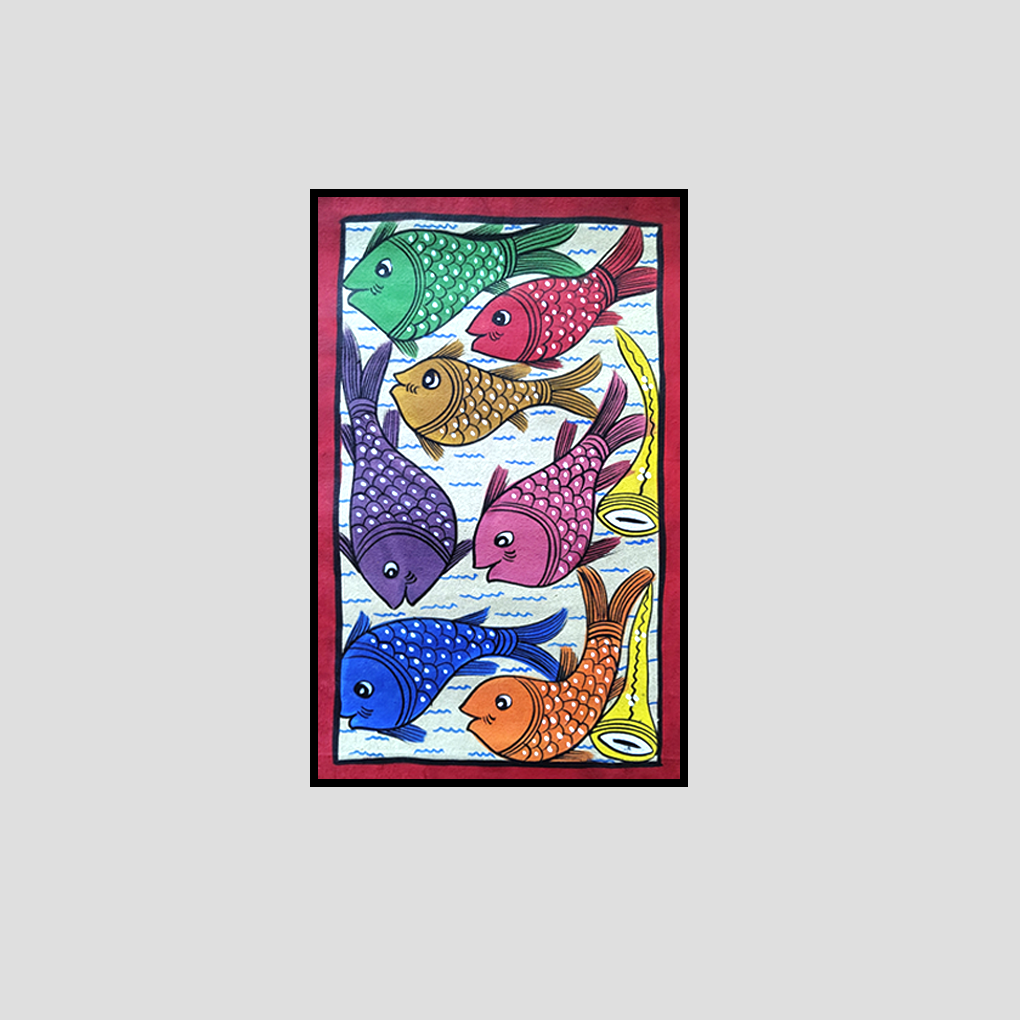 Vibrant Pattachitra Fish Art – Hand-painted Folk Painting - Image 3
