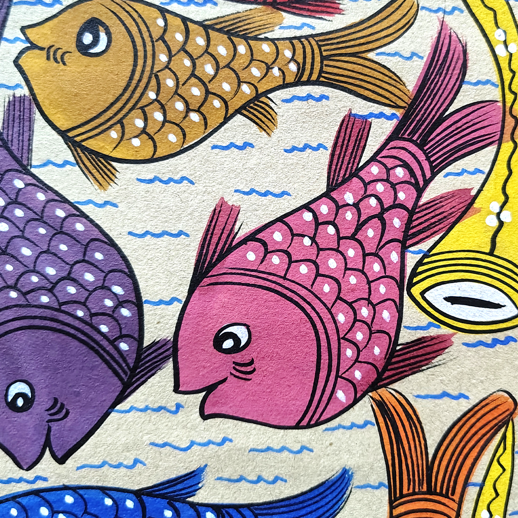 Vibrant Pattachitra Fish Art – Hand-painted Folk Painting - Image 4