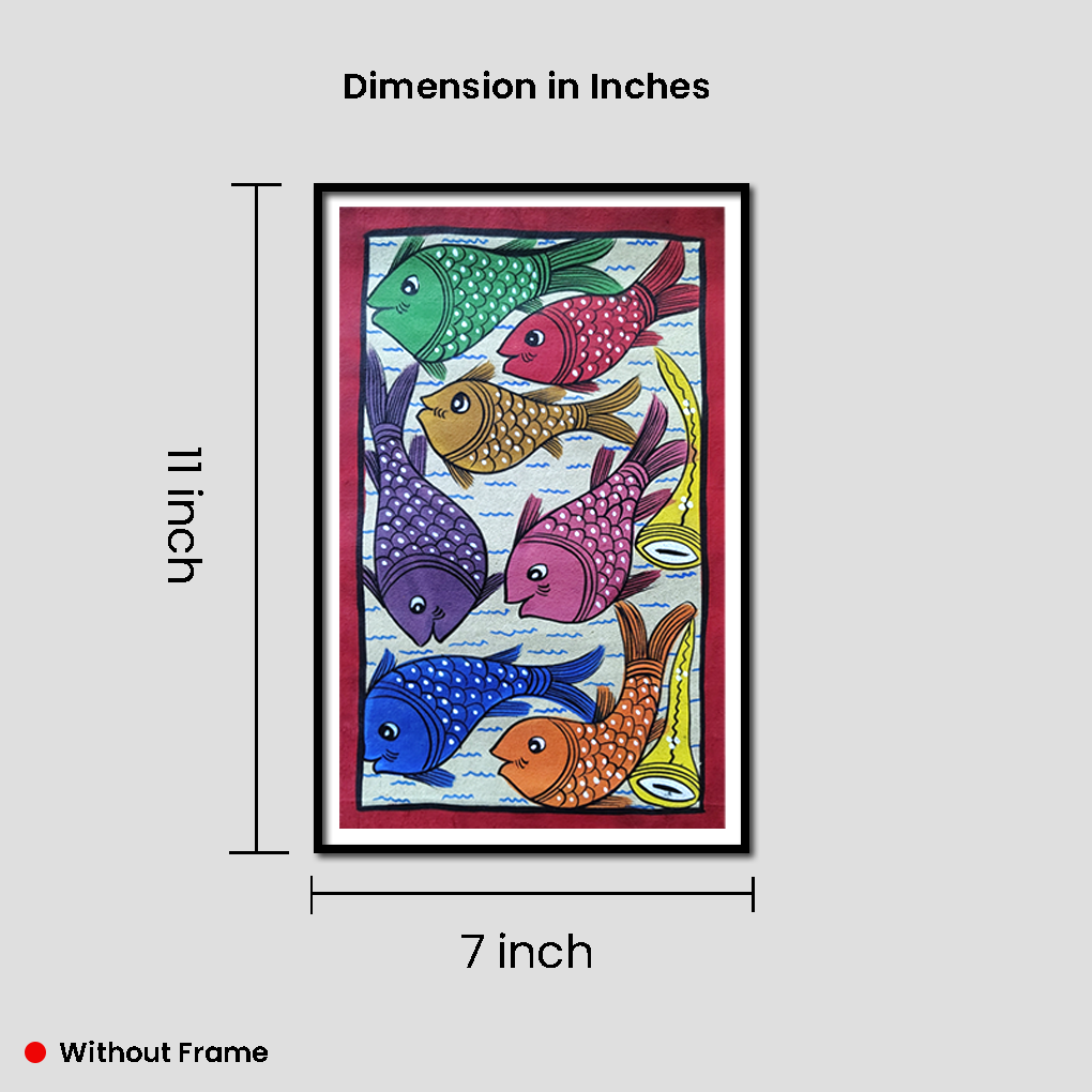 Vibrant Pattachitra Fish Art – Hand-painted Folk Painting - Image 5