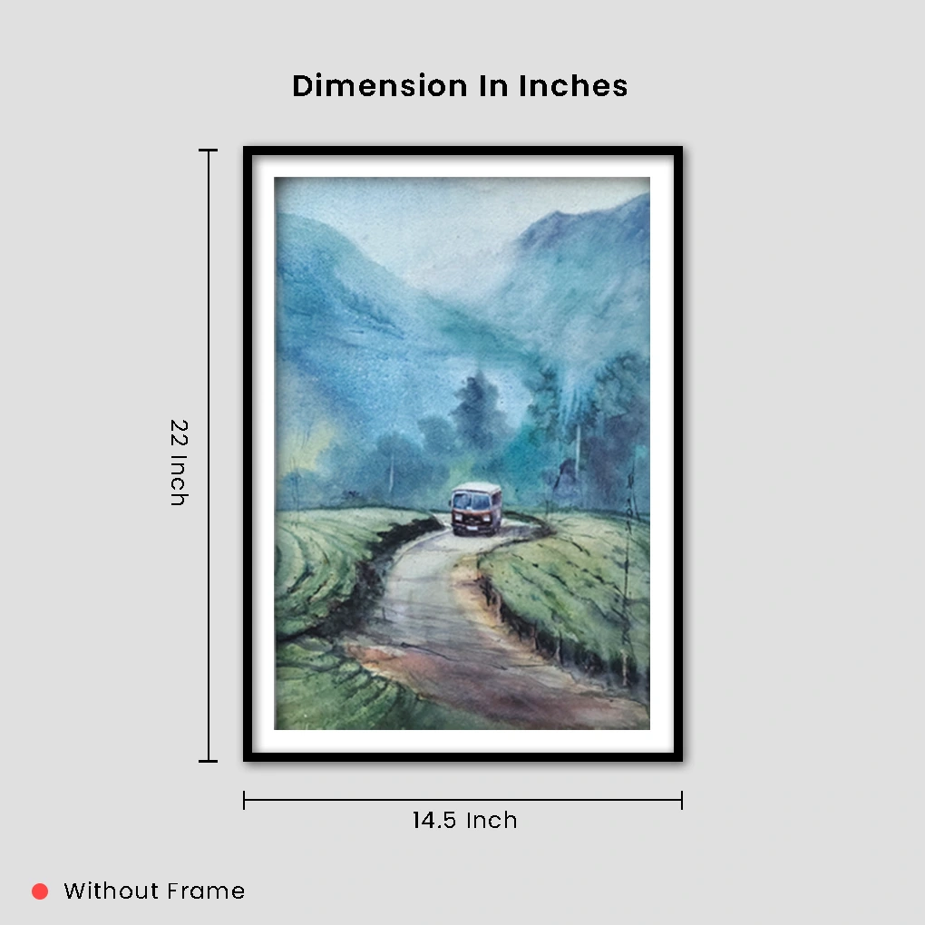 Journey Through the Misty Hills – Original Watercolour Landscape Painting - Image 5