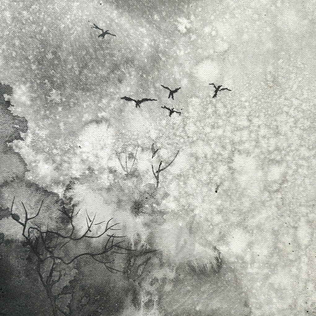 Abstract Black & Grey Textured Landscape – Modern Canvas Painting - Image 4