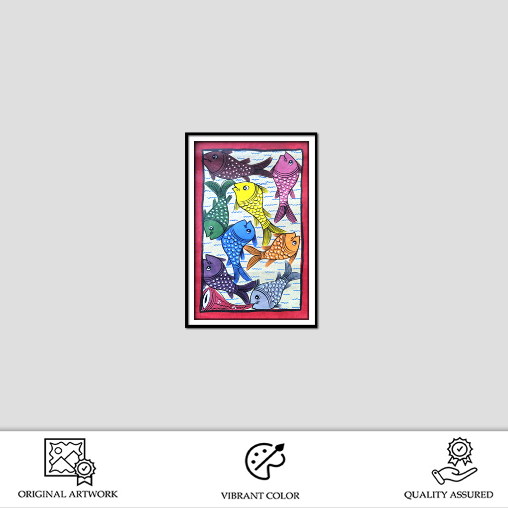 Handcrafted Pattachitra Fish Painting – Traditional Odisha Folk Art - Image 2