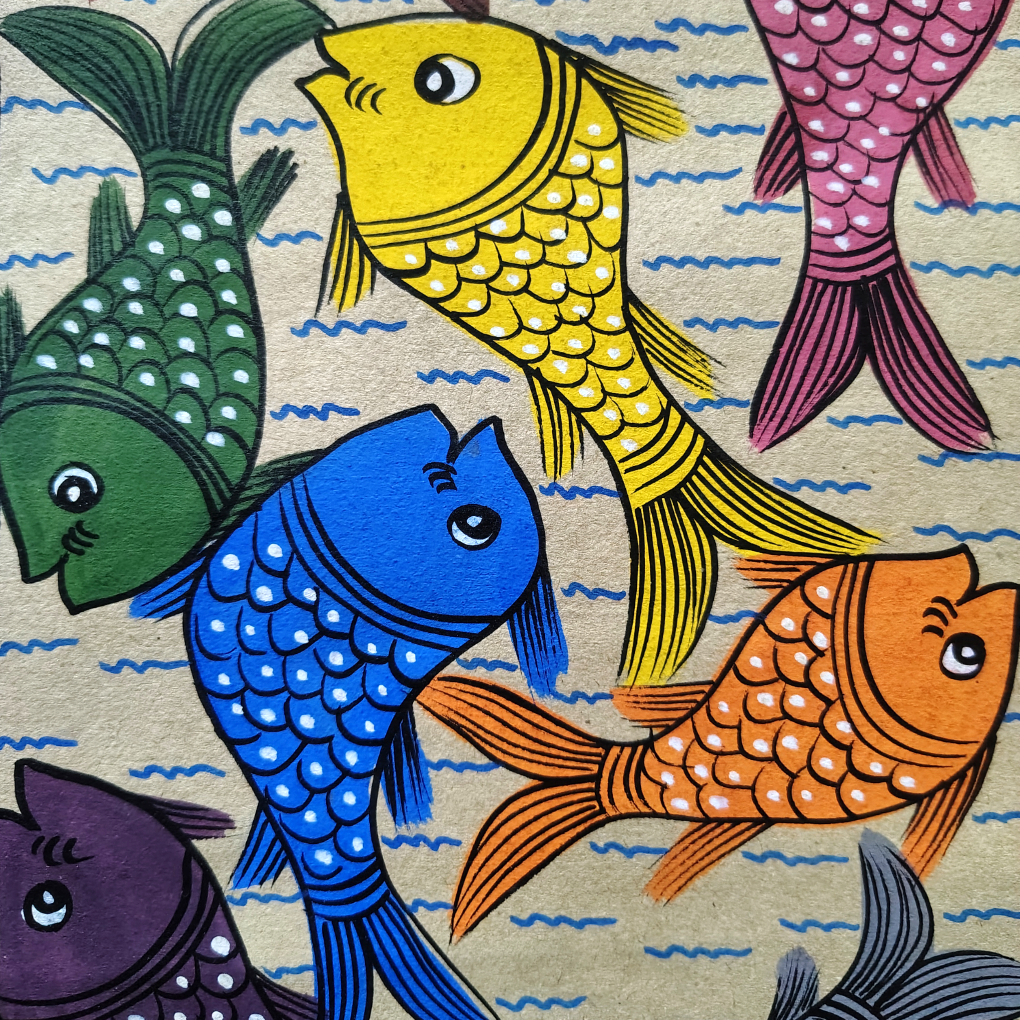 Handcrafted Pattachitra Fish Painting – Traditional Odisha Folk Art - Image 4