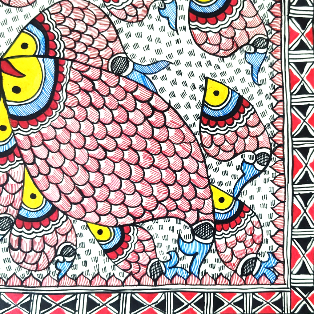 Handmade Madhubani Tree of Life Painting – Cow & Peacock Theme - Image 6