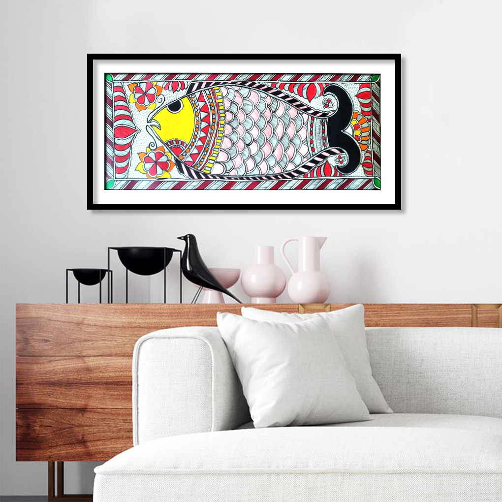 Hand-Painted Madhubani Fish Artwork | Traditional Mithila Folk Art | Symbol of Prosperity & Harmony