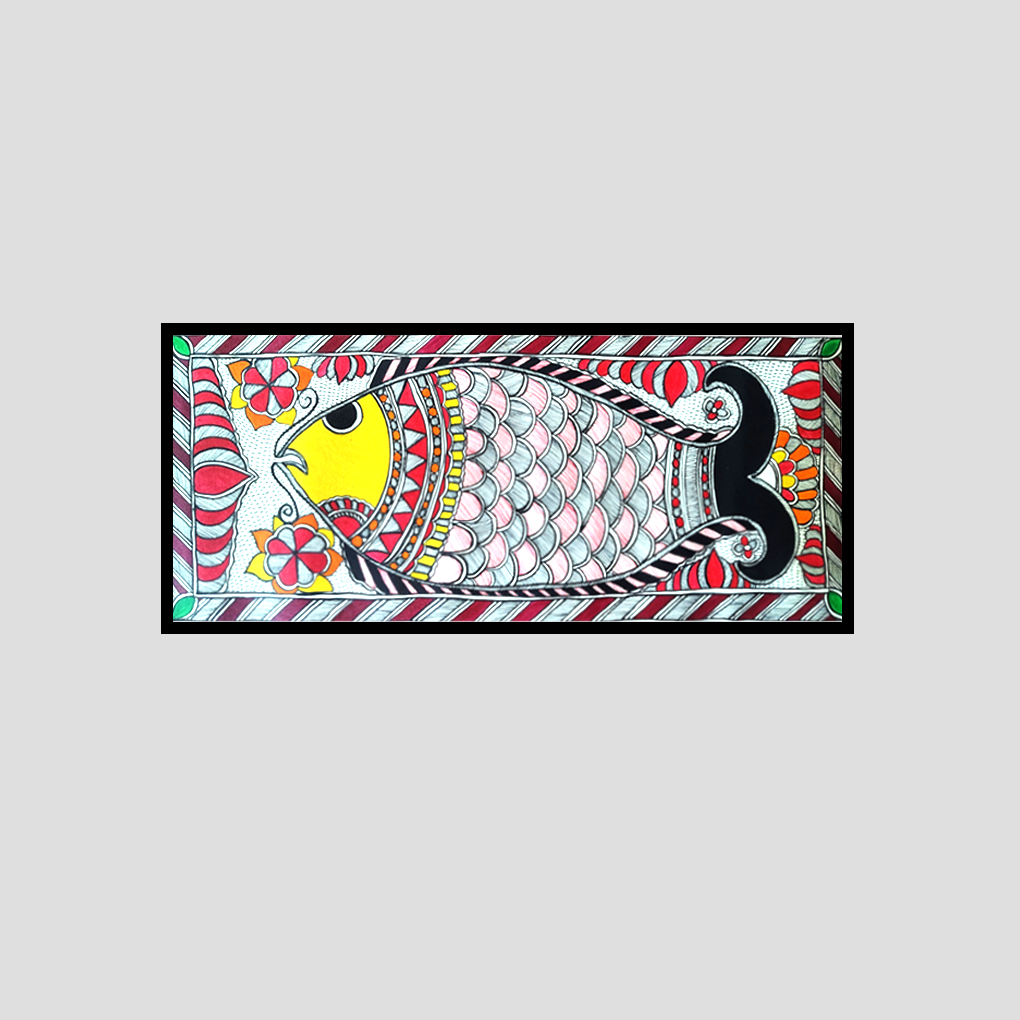 Hand-Painted Madhubani Fish Artwork | Traditional Mithila Folk Art | Symbol of Prosperity & Harmony - Image 3