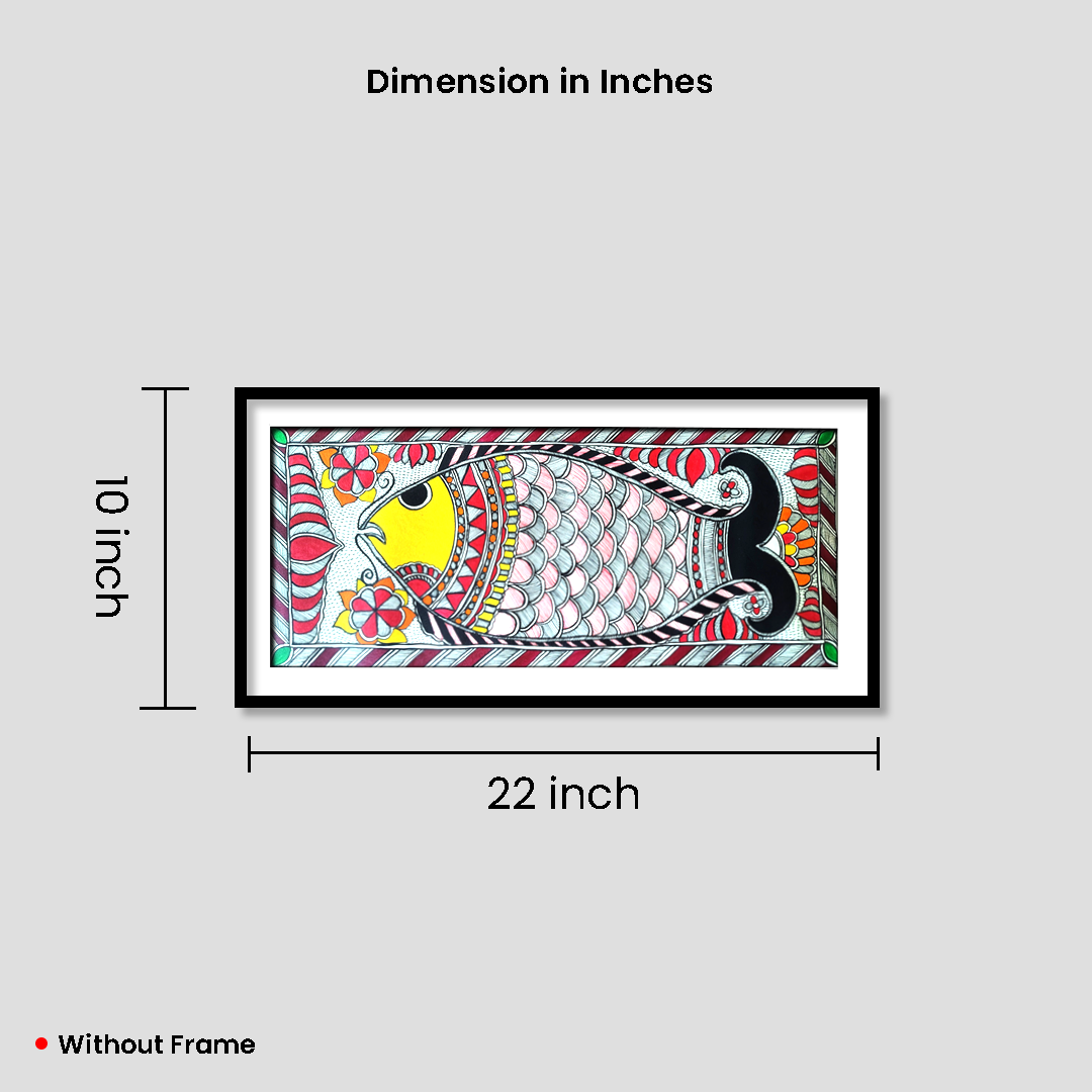 Hand-Painted Madhubani Fish Artwork | Traditional Mithila Folk Art | Symbol of Prosperity & Harmony - Image 4