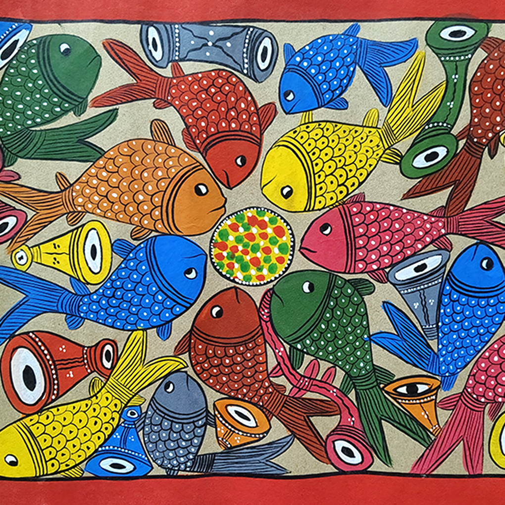 Madhubani Fish Theme Painting | Handcrafted Mithila Folk Art - Image 4