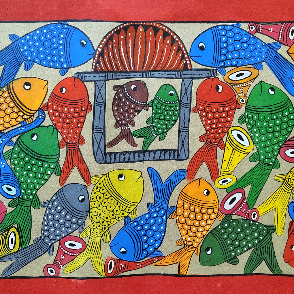 Madhubani Fish Theme Painting | Handcrafted Mithila Folk Art - Image 5