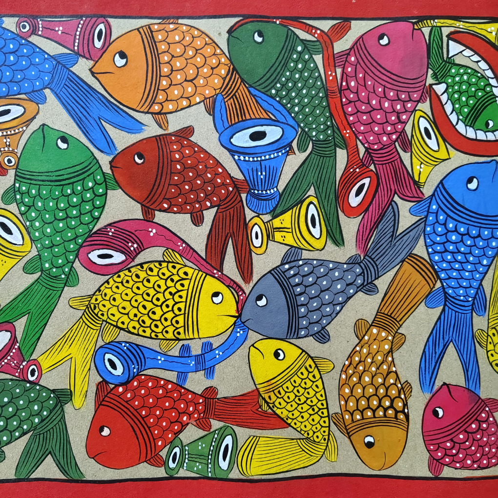 Madhubani Fish Theme Painting | Handcrafted Mithila Folk Art - Image 6