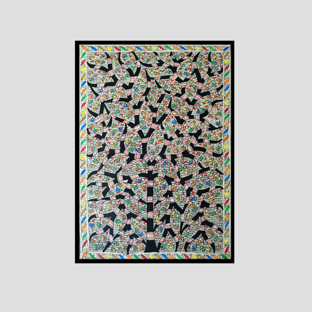 Traditional Madhubani Tree of Life Painting – Hand-Painted (22×30 in) - Image 3