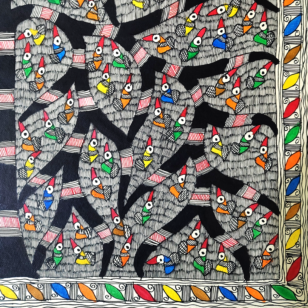 Traditional Madhubani Tree of Life Painting – Hand-Painted (22×30 in) - Image 6