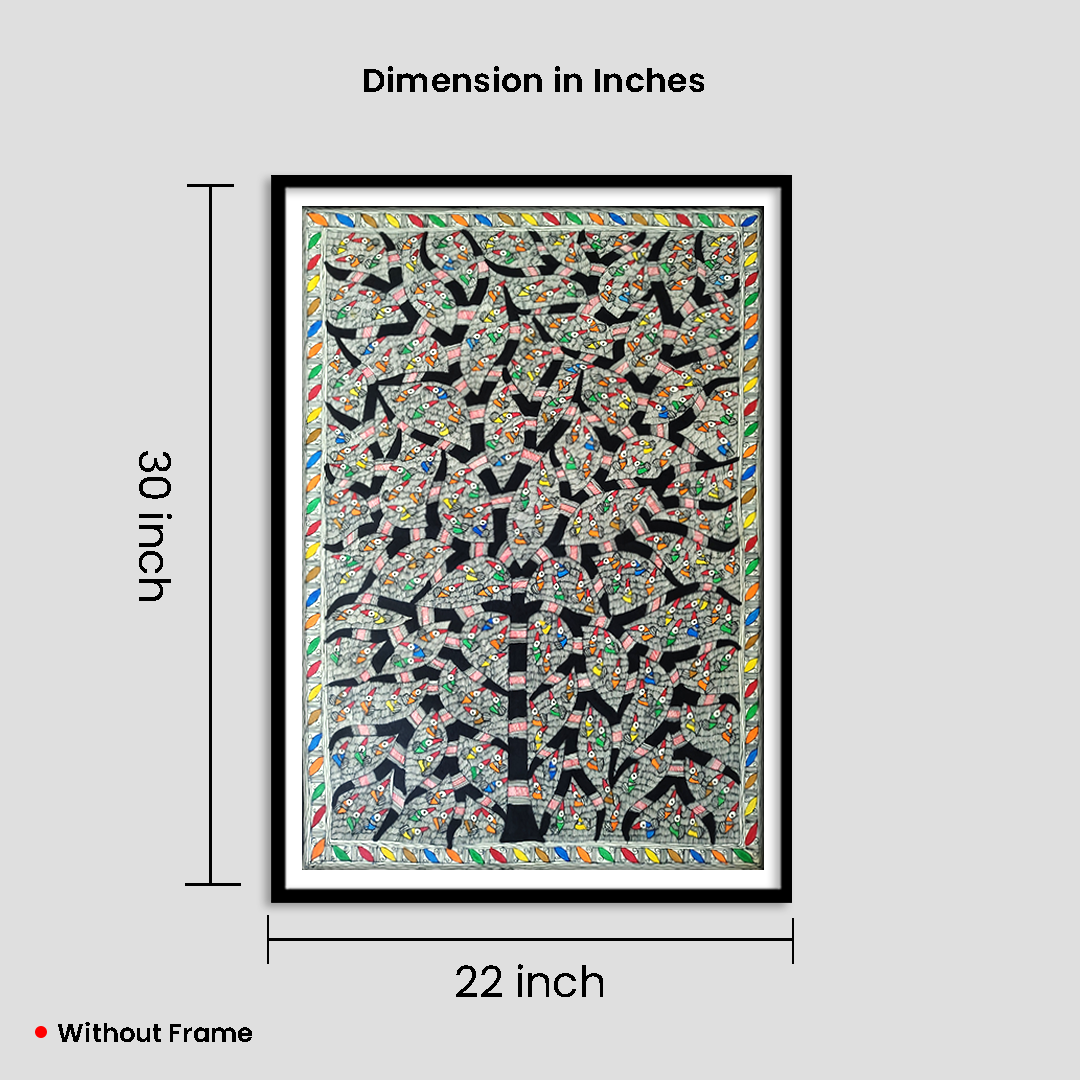 Traditional Madhubani Tree of Life Painting – Hand-Painted (22×30 in) - Image 7