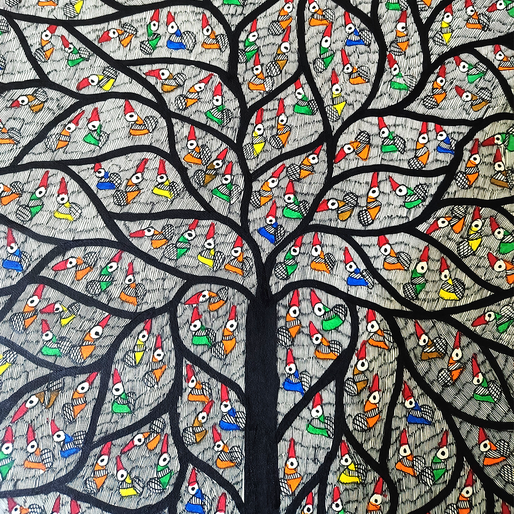 Vibrant Tree of Life – Handcrafted Madhubani Painting (22x30 inches) - Image 4