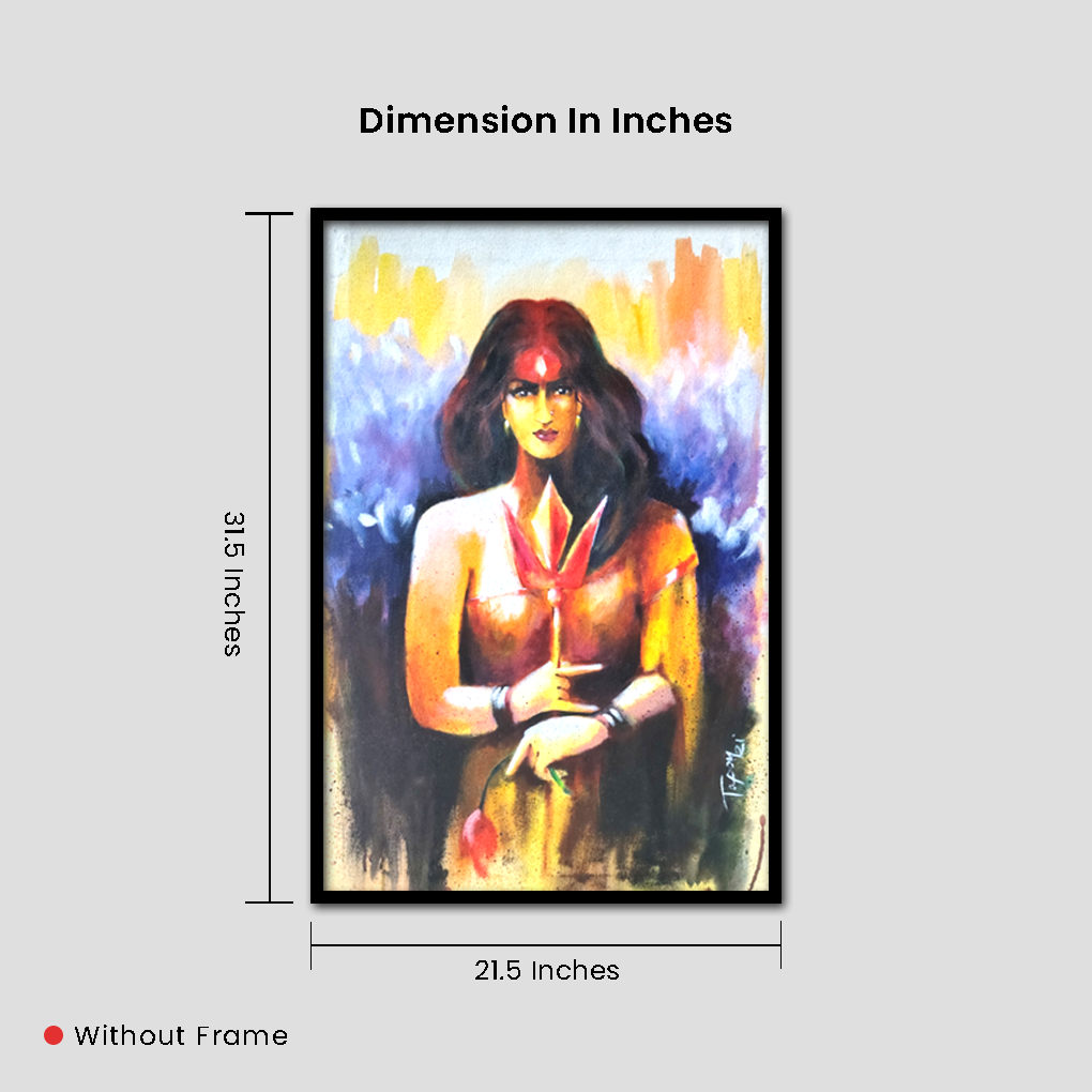 Divine Feminine Power – Hand-Painted Acrylic Woman Portrait - Image 5