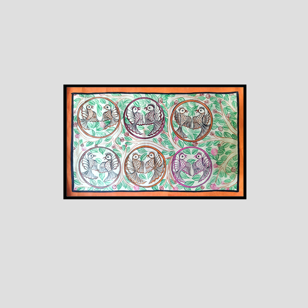 Hand-Painted Pattachitra Love Birds Artwork | Traditional Odisha Folk Art Wall Décor - Image 3