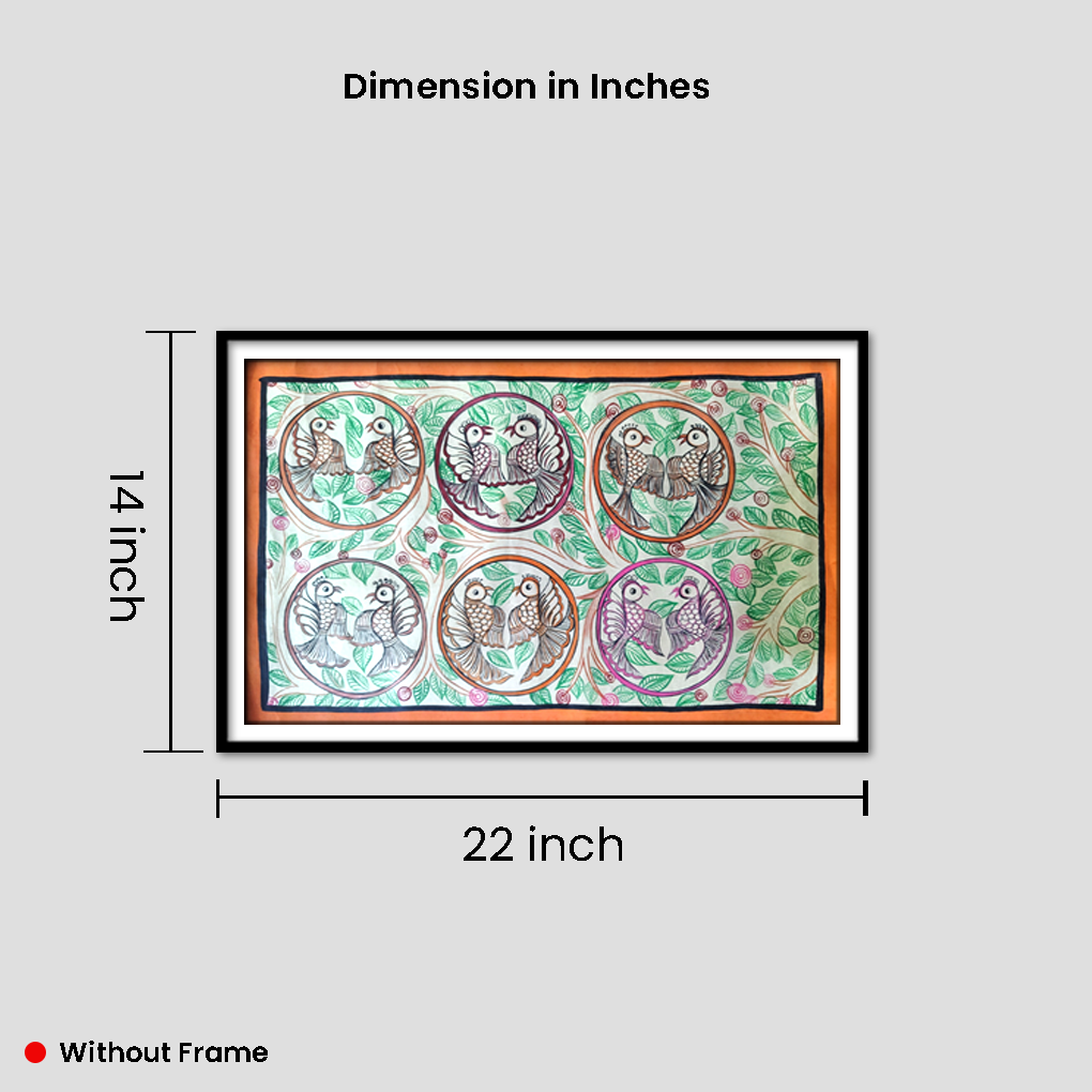 Hand-Painted Pattachitra Love Birds Artwork | Traditional Odisha Folk Art Wall Décor - Image 5