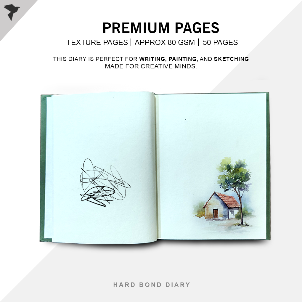 Hand-Painted Pattachitra Art Diary with Handmade Paper | Traditional Folk Birds Design - Image 3