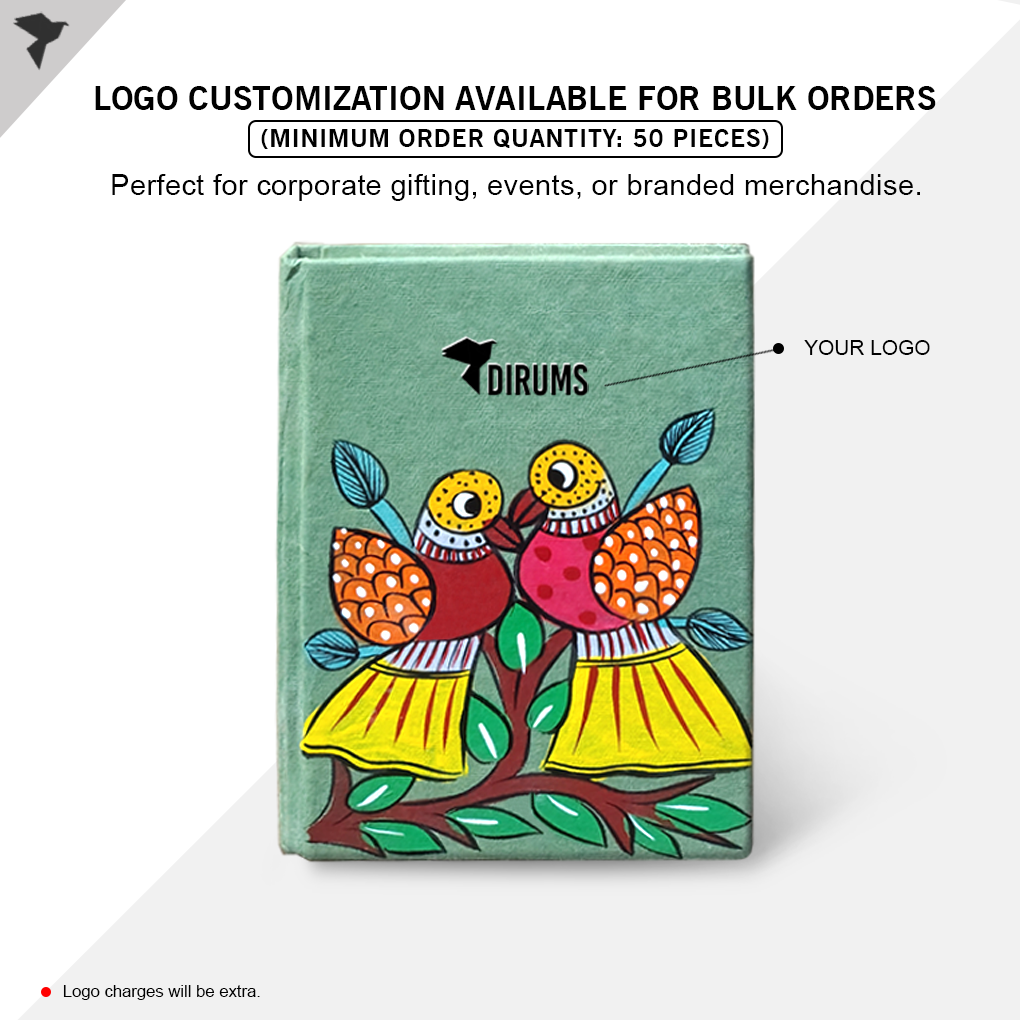 Hand-Painted Pattachitra Art Diary with Handmade Paper | Traditional Folk Birds Design - Image 4