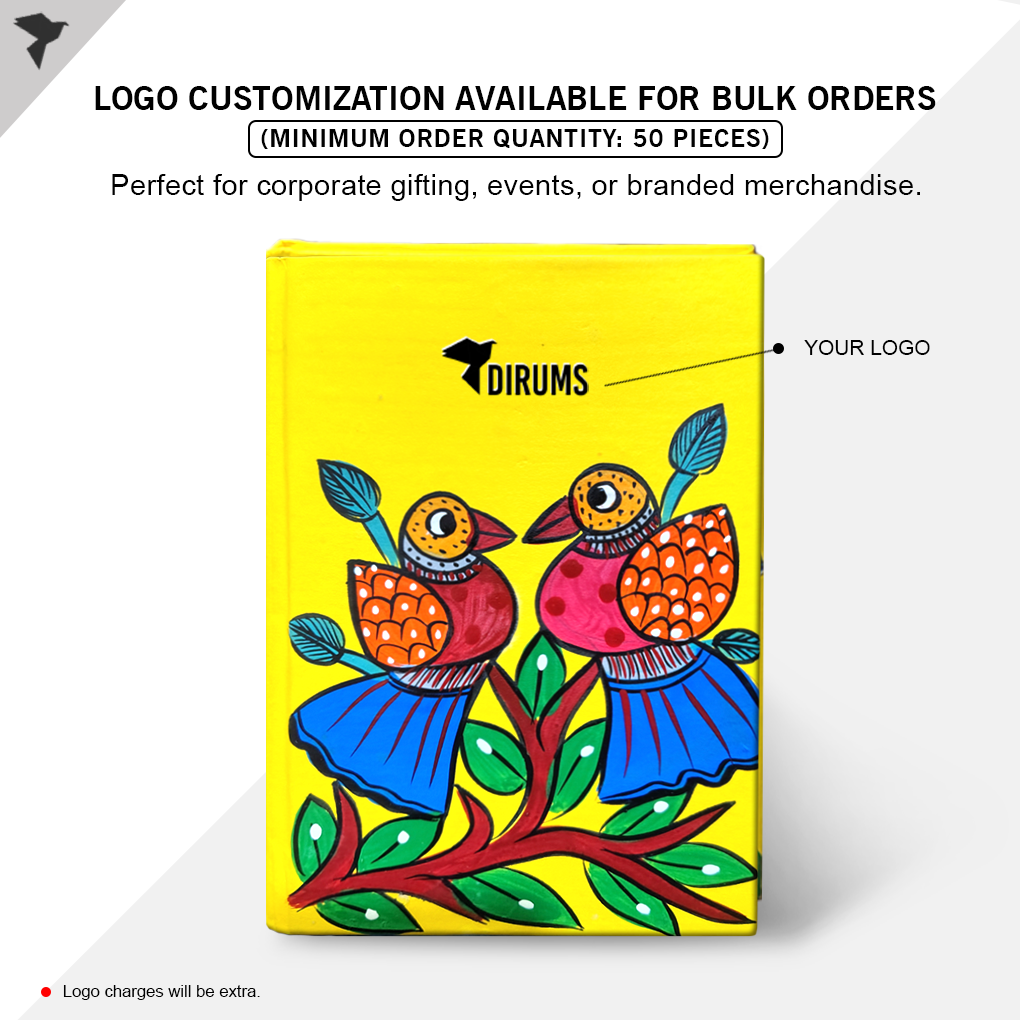 Hand-Painted Pattachitra Art Diary with Handmade Paper | Traditional Folk Birds Design - Image 4