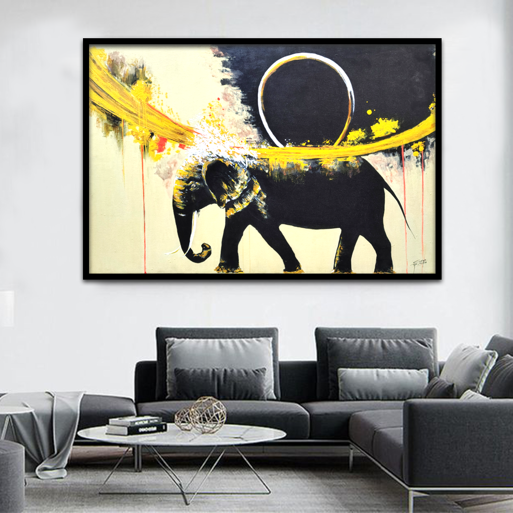 Majestic Abstract Elephant Painting – Modern Canvas Wall Art