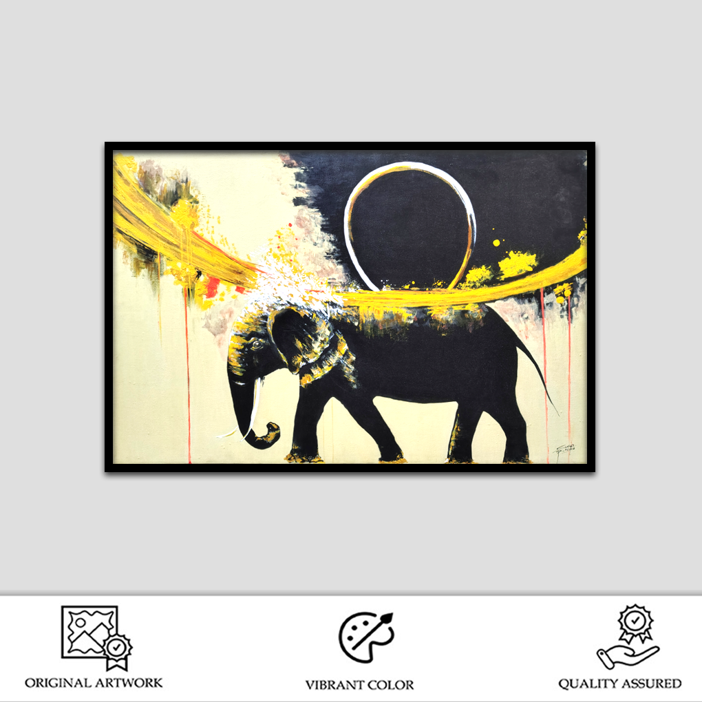 Majestic Abstract Elephant Painting – Modern Canvas Wall Art - Image 2